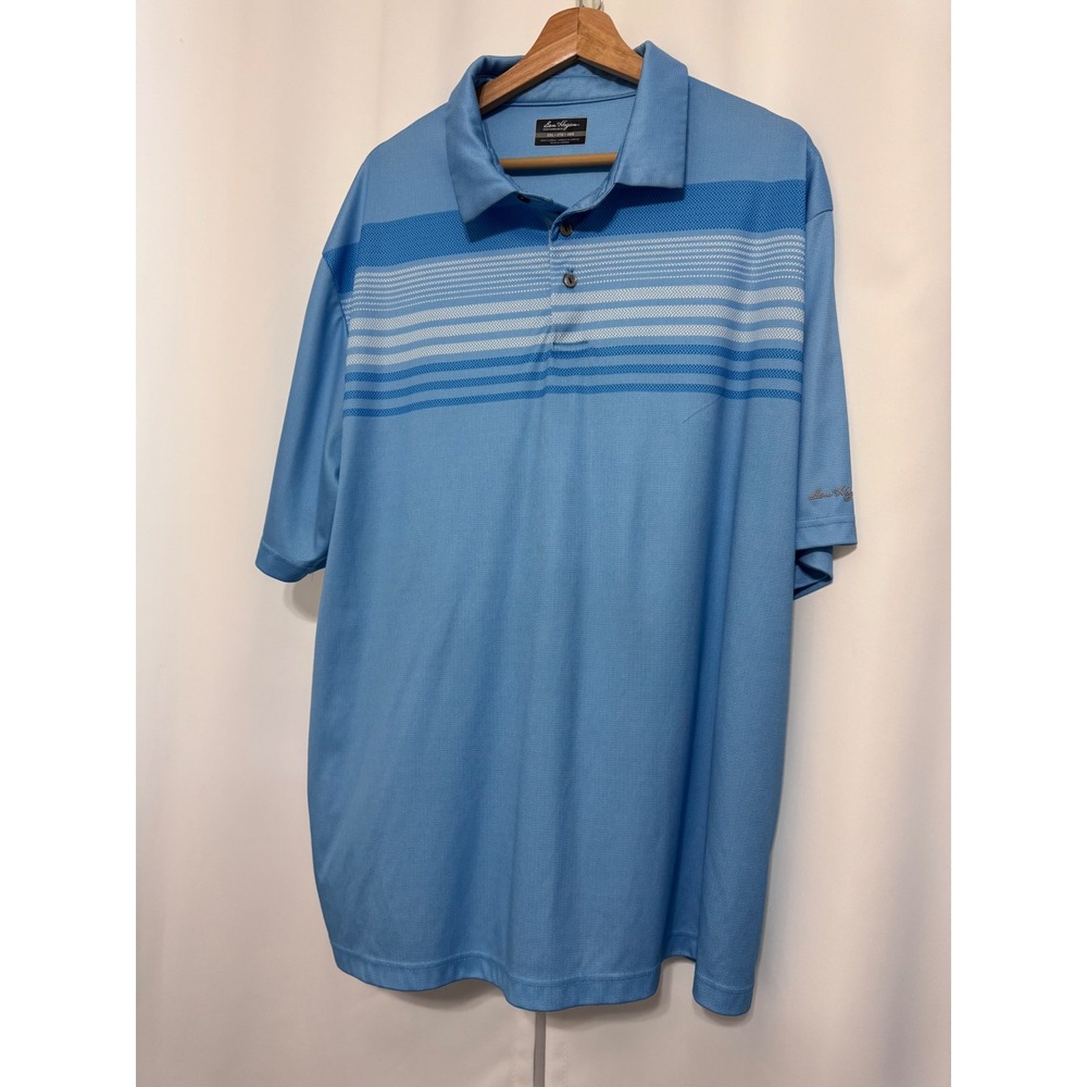 Ben Hogan Performance Mens 2XL Blue Striped Short Sleeve Golf Polo Shirt